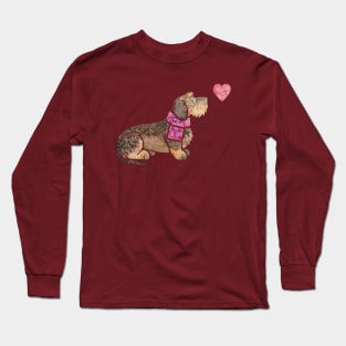 Wirehaired Dachshund watercolour Long Sleeve T-Shirt